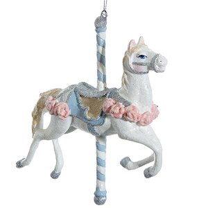 Елочная игрушка Рождественская карусель - Лошадка 15 см белая, подвеска Goodwill фото 1