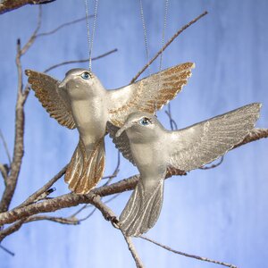 Елочная игрушка Птичка Колибри с серебряными блестками 13 см, подвеска Goodwill фото 3
