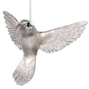 Елочная игрушка Птичка Колибри с серебряными блестками 13 см, подвеска Goodwill фото 4