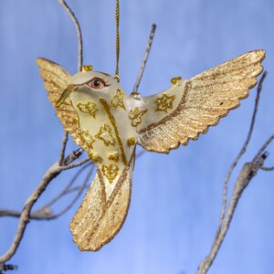 Елочная игрушка Расписная Колибри с лиственным узором 13 см, подвеска Goodwill фото 1