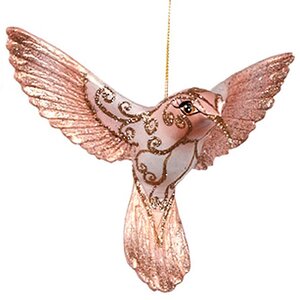 Елочная игрушка Расписная Колибри 13 см нежно-розовая, подвеска Goodwill фото 1