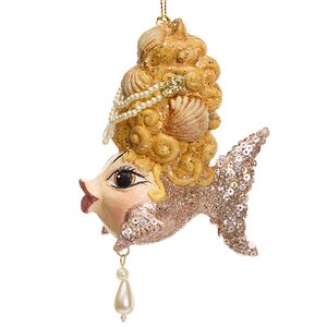 Елочная игрушка Рыбка - Поцелуйчик Королева 13 см розовая, подвеска Goodwill фото 1
