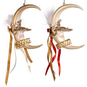 Елочное украшение Венецианский Месяц с Серебряными Лентами 11 см, подвеска Goodwill фото 3