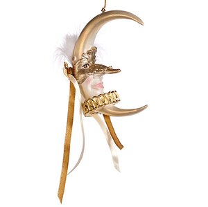 Елочное украшение Венецианский Месяц с Серебряными Лентами 11 см, подвеска Goodwill фото 1