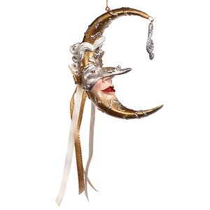 Елочное украшение Месяц - в Маске Вивальди 13 см серебряный, подвеска Goodwill фото 1