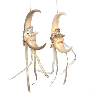 Елочное украшение "Венецианский месяц" в золотой маске, 13 см, подвеска Goodwill фото 2