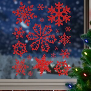 Наклейки для окна Снежинки 42*30 см красные Koopman фото 1