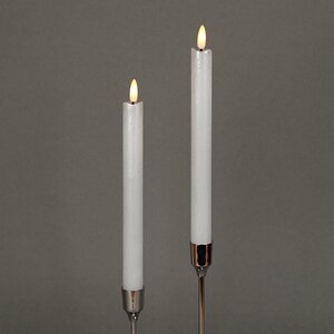 Столовая светодиодная свеча с имитацией пламени Инсендио 26 см 2 шт белая металлик, батарейка Peha фото 3
