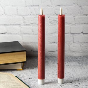 Столовая светодиодная свеча с имитацией пламени Инсендио 26 см 2 шт бордовая, батарейка Peha фото 5