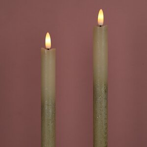 Столовая светодиодная свеча с имитацией пламени Инсендио 26 см 2 шт золотая, батарейка Peha фото 2