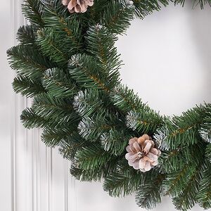 Венок Императорский Заснеженный 45 см с шишками, ПВХ Царь Елка фото 3