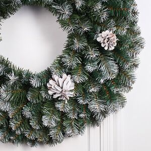 Венок Императорский Заснеженный 60 см с шишками, ПВХ Царь Елка фото 2