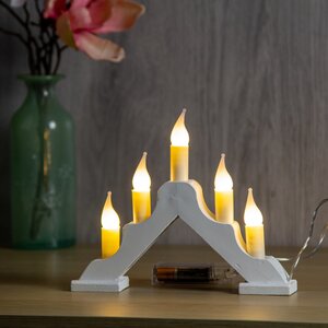 Светильник-горка Норвегия малый 21*17 см белый, 5 теплых белых LED ламп, батарейка Snowhouse фото 1