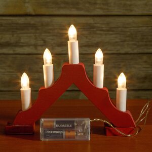 Светильник-горка Норвегия малый 21*17 см красный, 5 теплых белых LED ламп, батарейка Snowhouse фото 2