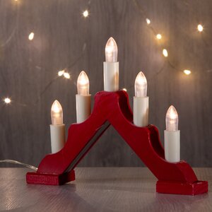 Светильник-горка Норвегия малый 21*17 см красный, 5 теплых белых LED ламп, батарейка Snowhouse фото 1