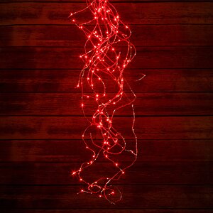 Гирлянда Конский хвост 15*1.5 м, 200 красных MINILED ламп, проволока - цветной шнур, IP20
