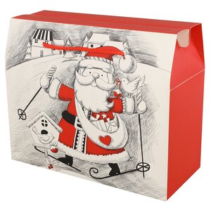 Подарочный пакет-коробка Sweet Christmas - Санта на лыжах 28*23 см Due Esse Christmas фото 2