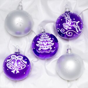 Набор стеклянных елочных шаров Зимовье 5*62 мм фиолетовый
