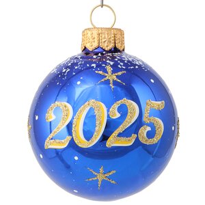 Набор стеклянных елочных шаров С Новым Годом 2025 - Змея 7 см, 3 шт, синий Фабрика Елочка фото 2