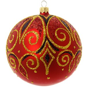 Стеклянный елочный шар Торжество 115 мм красный матовый