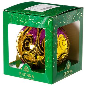 Стеклянный елочный шар Торжество 11 см золотой глянцевый Фабрика Елочка фото 2