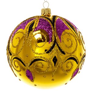 Стеклянный елочный шар Торжество 11 см золотой глянцевый Фабрика Елочка фото 1