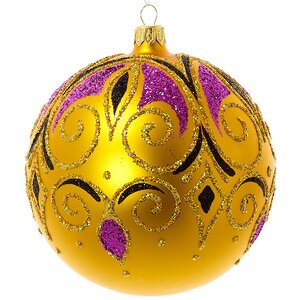 Стеклянный елочный шар Торжество 11 см золотой матовый Фабрика Елочка фото 1