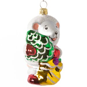 Стеклянная елочная игрушка Санта-Мышь 8 см, подвеска Фабрика Елочка фото 4