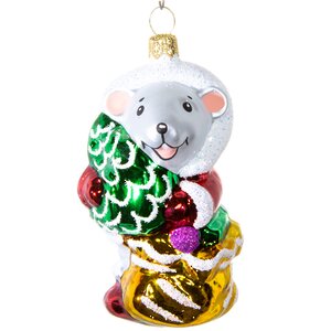 Стеклянная елочная игрушка Санта-Мышь 8 см, подвеска Фабрика Елочка фото 3