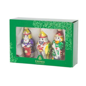 Набор стеклянных елочных игрушек Былина 11 см, 3 шт, подвеска Фабрика Елочка фото 2