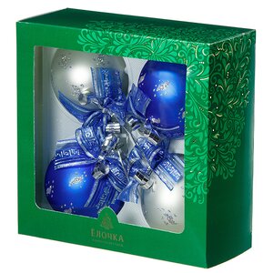 Набор стеклянных елочных шаров Чародейка 7 см, 4 шт синий с серебром Фабрика Елочка фото 2