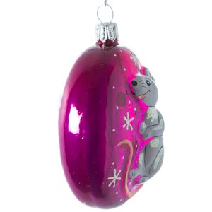 Елочное украшение-медальон Звездный Мышонок 10 см розовый, стекло, подвеска Фабрика Елочка фото 2