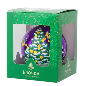 Стеклянный елочный шар Лесная Ель 8 см фиолетовый Фабрика Елочка фото 2