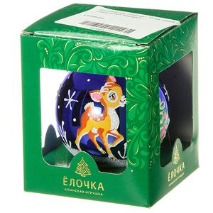 Стеклянный елочный шар Олешка 7 см синий Фабрика Елочка фото 2
