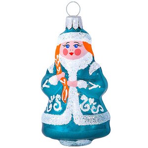 Стеклянная елочная игрушка Снегурка 8 см, подвеска
