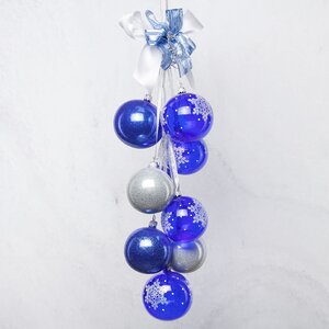 Елочное украшение Гирлянда Снежинка 50 см синяя, стекло