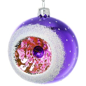 Стеклянный елочный шар Лучистый 85 мм фиолетовый