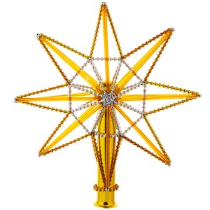 Верхушка на елку Звезда Монтерей 22 см золотая, стекло