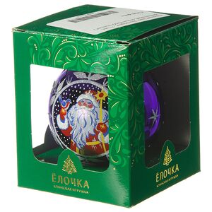 Стеклянный елочный шар Дед Мороз 7 см фиолетовый Фабрика Елочка фото 2