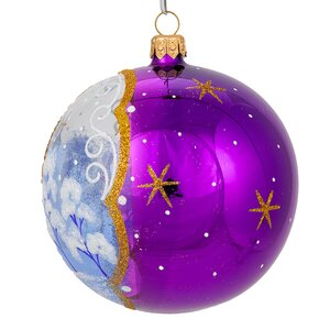 Стеклянный елочный шар Русь-1 9 см фиолетовый Фабрика Елочка фото 2