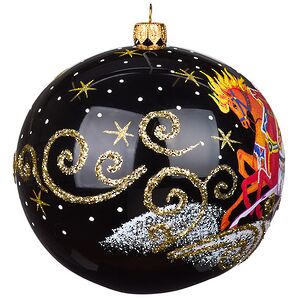 Стеклянный елочный шар Новогодняя Тройка 11 см черный Фабрика Елочка фото 2