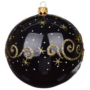 Стеклянный елочный шар Новогодняя Тройка 11 см черный Фабрика Елочка фото 3