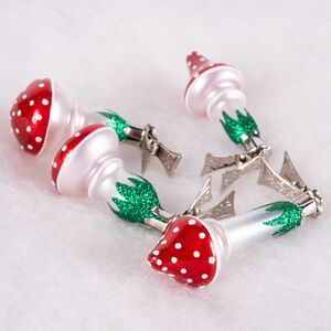 Набор стеклянных елочных игрушек Мухоморы 6 см, 4 шт, клипса Фабрика Елочка фото 5