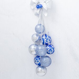 Гирлянда из новогодних шаров Блеск 55 см синяя, стекло Фабрика Елочка фото 1