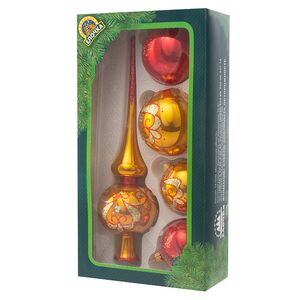 Набор стеклянных елочных шаров с верхушкой Аврора Фабрика Елочка фото 2