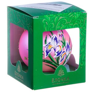Стеклянный елочный шар Ирисы 7 см розовый Фабрика Елочка фото 2