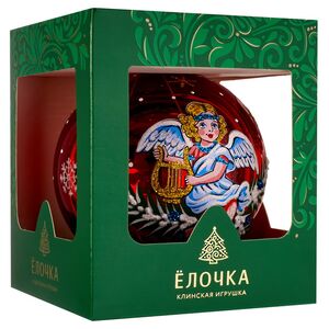 Стеклянный елочный шар Ангелочек 9 см красный Фабрика Елочка фото 6