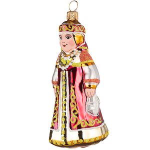 Стеклянная елочная игрушка Фольклор 9.5 см красная, подвеска Фабрика Елочка фото 3