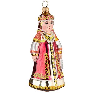 Стеклянная елочная игрушка Фольклор 9.5 см красная, подвеска Фабрика Елочка фото 4