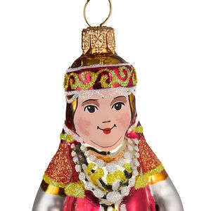 Стеклянная елочная игрушка Фольклор 9.5 см красная, подвеска Фабрика Елочка фото 2